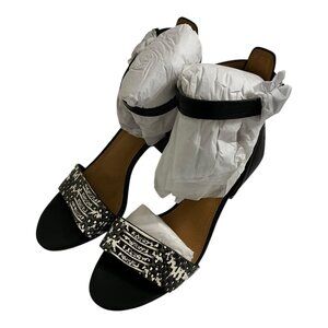 Coach Paige Snake Embossed Calf Leather Open Toe Heels Black Womens 8M NEW